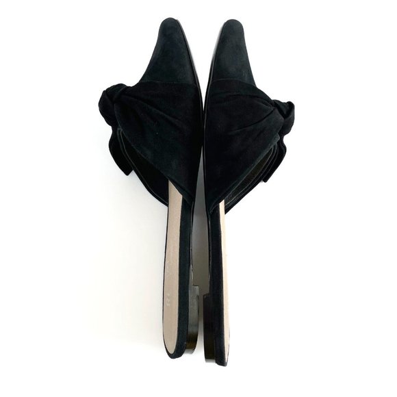 Renvy Amore Black Suede Mules Women's 6.5 Leather Slip On Flats Modern Casual - Picture 14 of 16